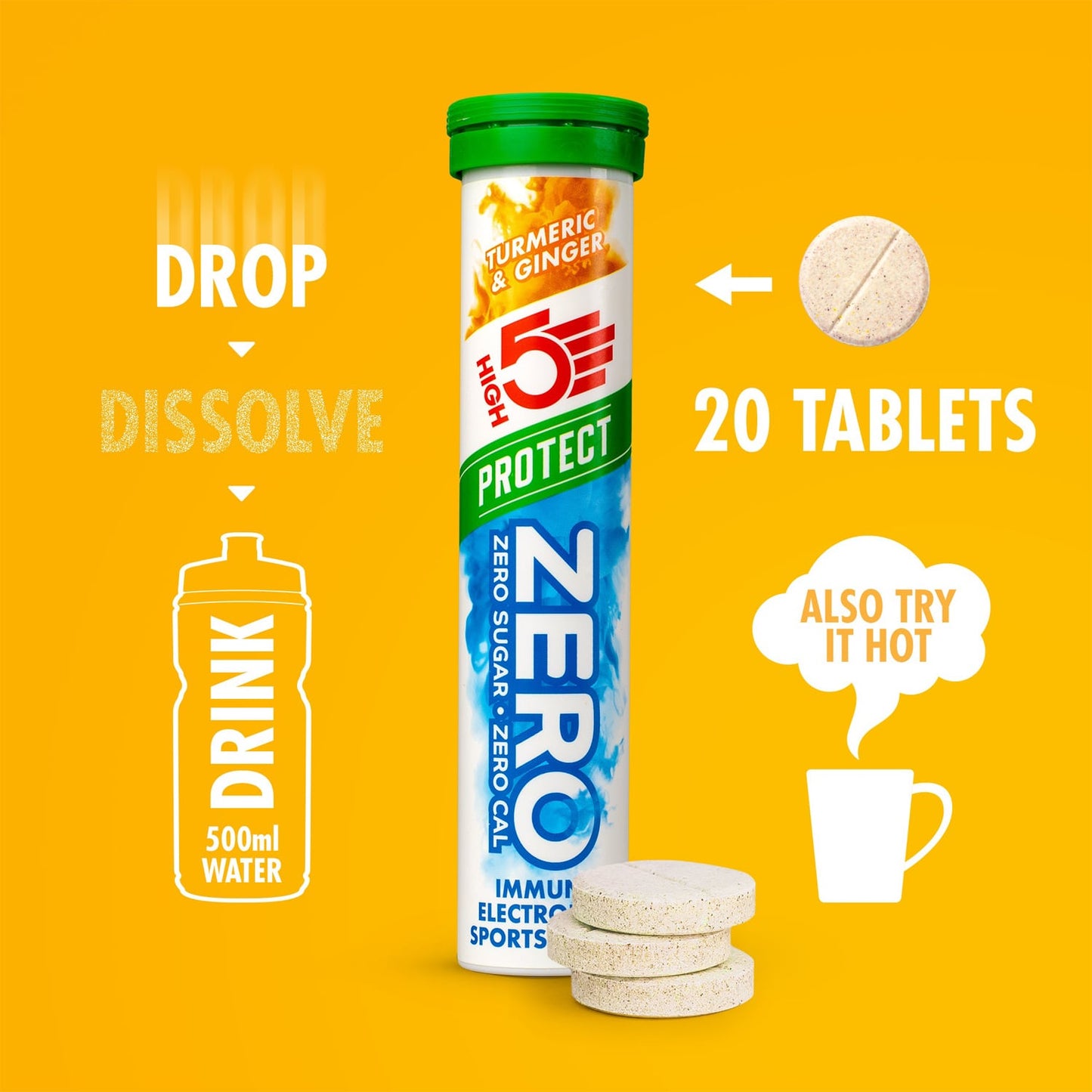 Boisson Anticrampe HIGH5 ZERO PROTECT 20 pastillin putki Kurkuma Inkivääri Inkivääri
