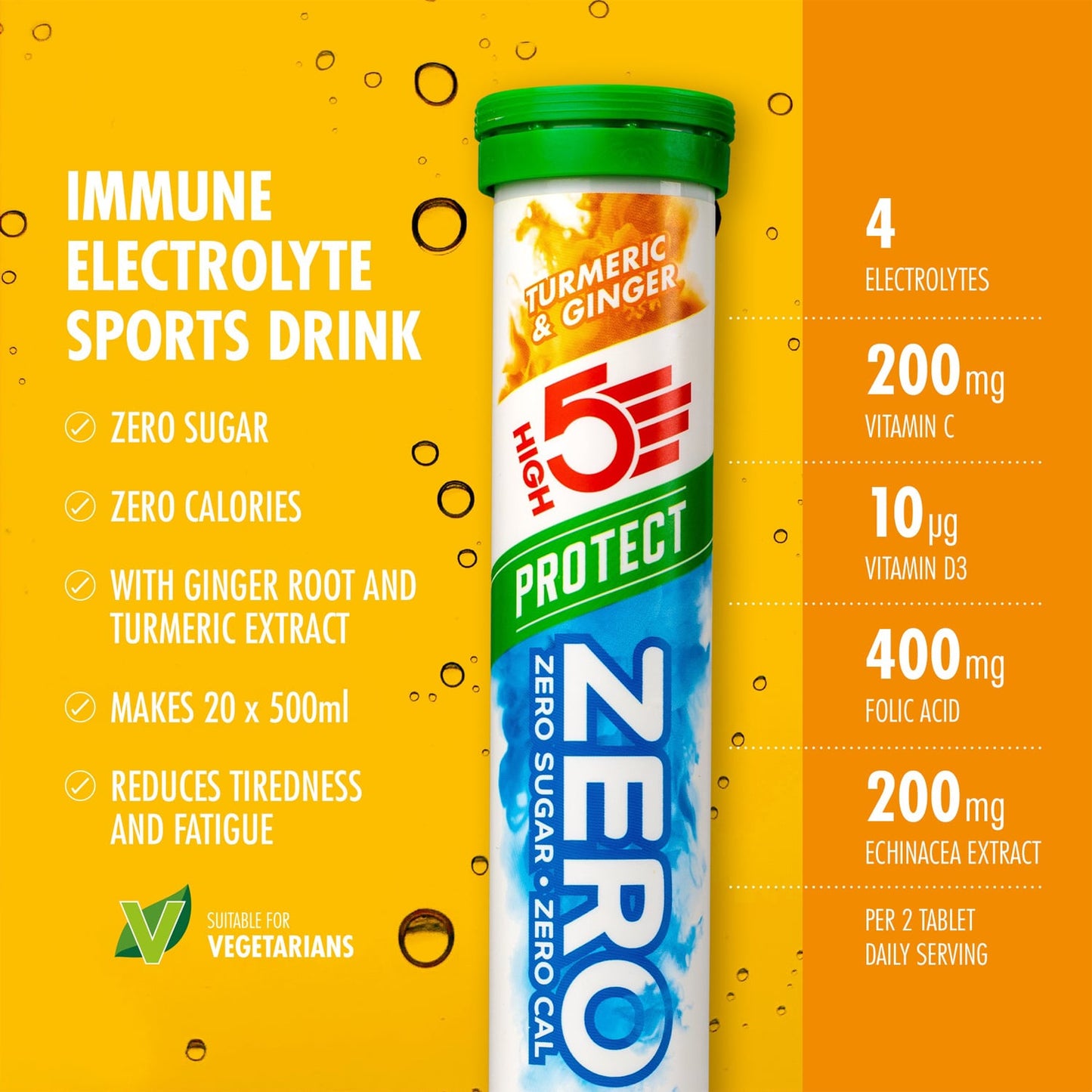 Boisson Anticrampe HIGH5 ZERO PROTECT 20 pastillin putki Kurkuma Inkivääri Inkivääri