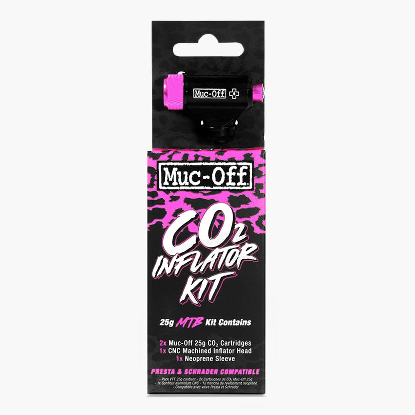 MUC-OFF MTB CO2-sytytystappi + 25g CO2-kierteellä varustetut CO2-patruunat (x2)