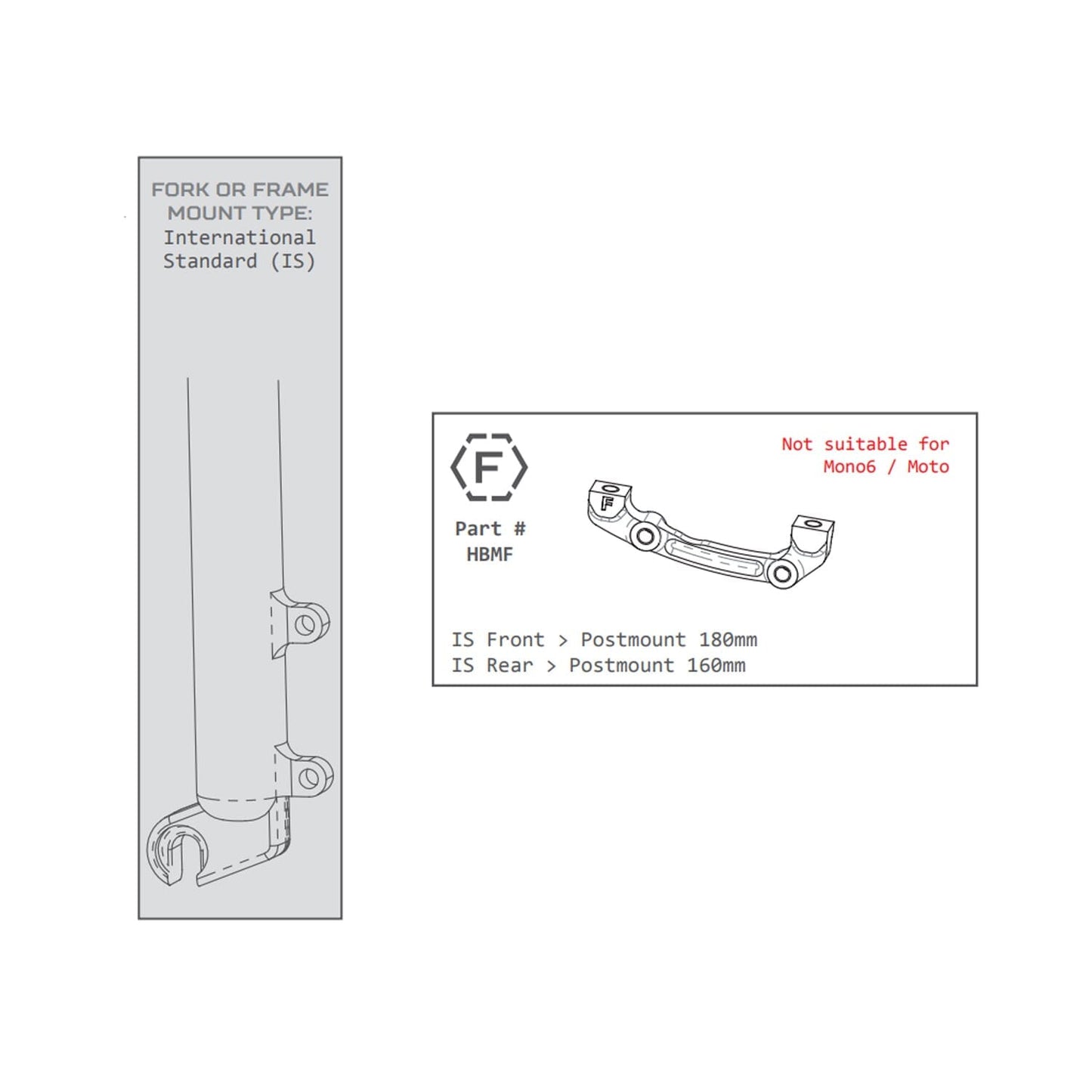 Etu- / takasatulan sovitin PM / IS HOPE (edessä 180mm / takana 160mm) #HBMF Musta