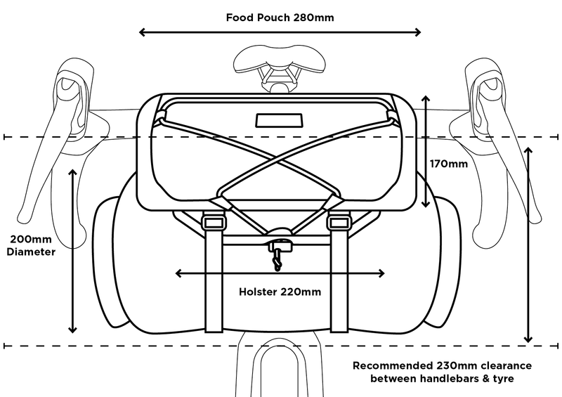 Ohjaustangon laukku RESTRAP BAR BAG HOLSTER+ DRY BAG + FOOD POUCH 17L Musta