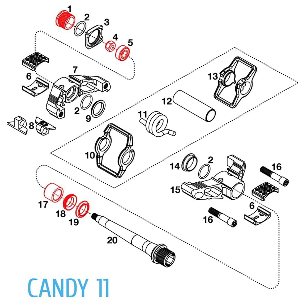 Kunnostussarja CRANKBROTHERS EGGBEATER / CANDY 11 polkimille #16229