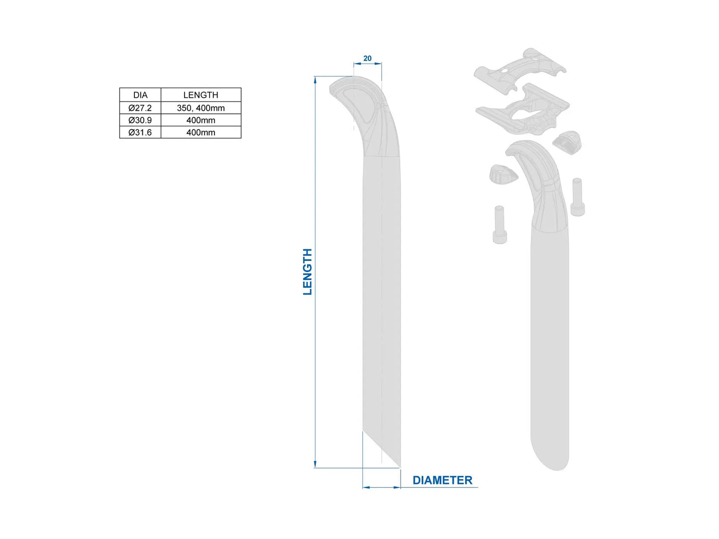 RITCHEY WCS LINK TWO-BOLT Recul 20mm -satulatolppa