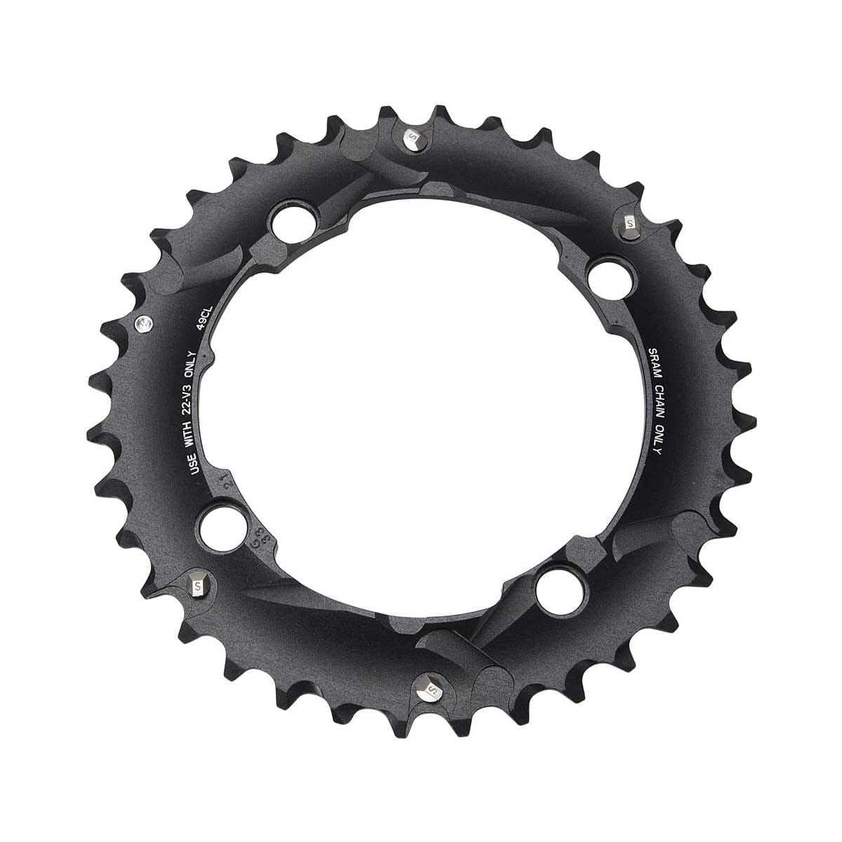 Plateau Extérieur SRAM/TRUVATIV 2x10V 4 Trous 104mm 36 Dts L-PIN Alu Noir