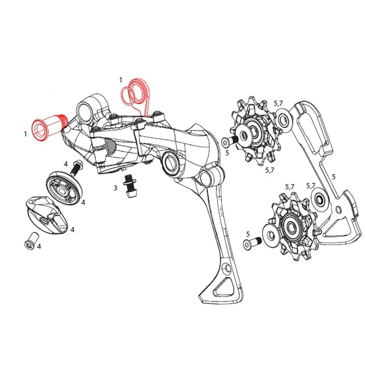 Vis de Fixation et de Butée pour Dérailleur Arrière SRAM X01DH 7V #11.7518.033.000