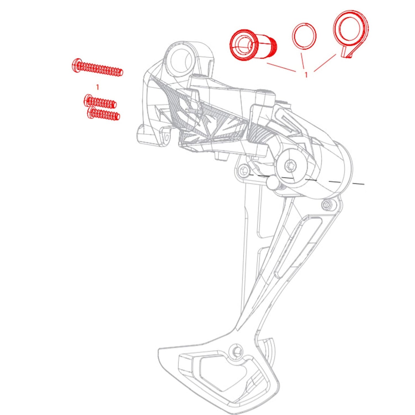 Kit Vis de Fixation et de Butées de Dérailleur Arrière SRAM SX Eagle #11.7518.094.000