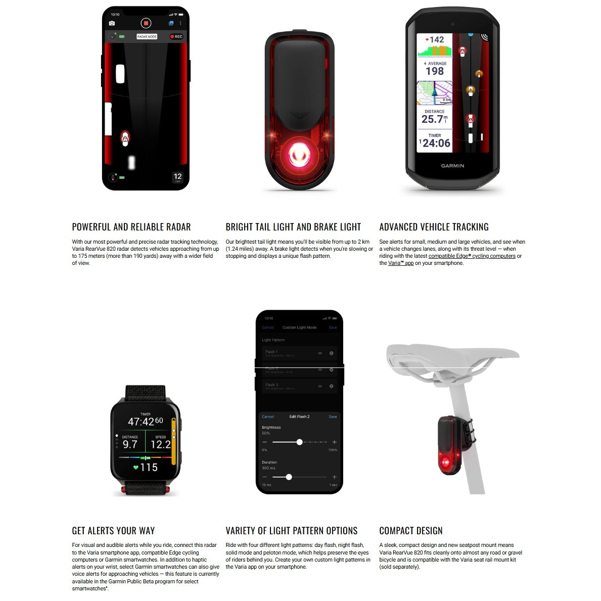 Takavalaistus GARMIN VARIA REARVUE 820 GARMIN VARIA REARVUE 820