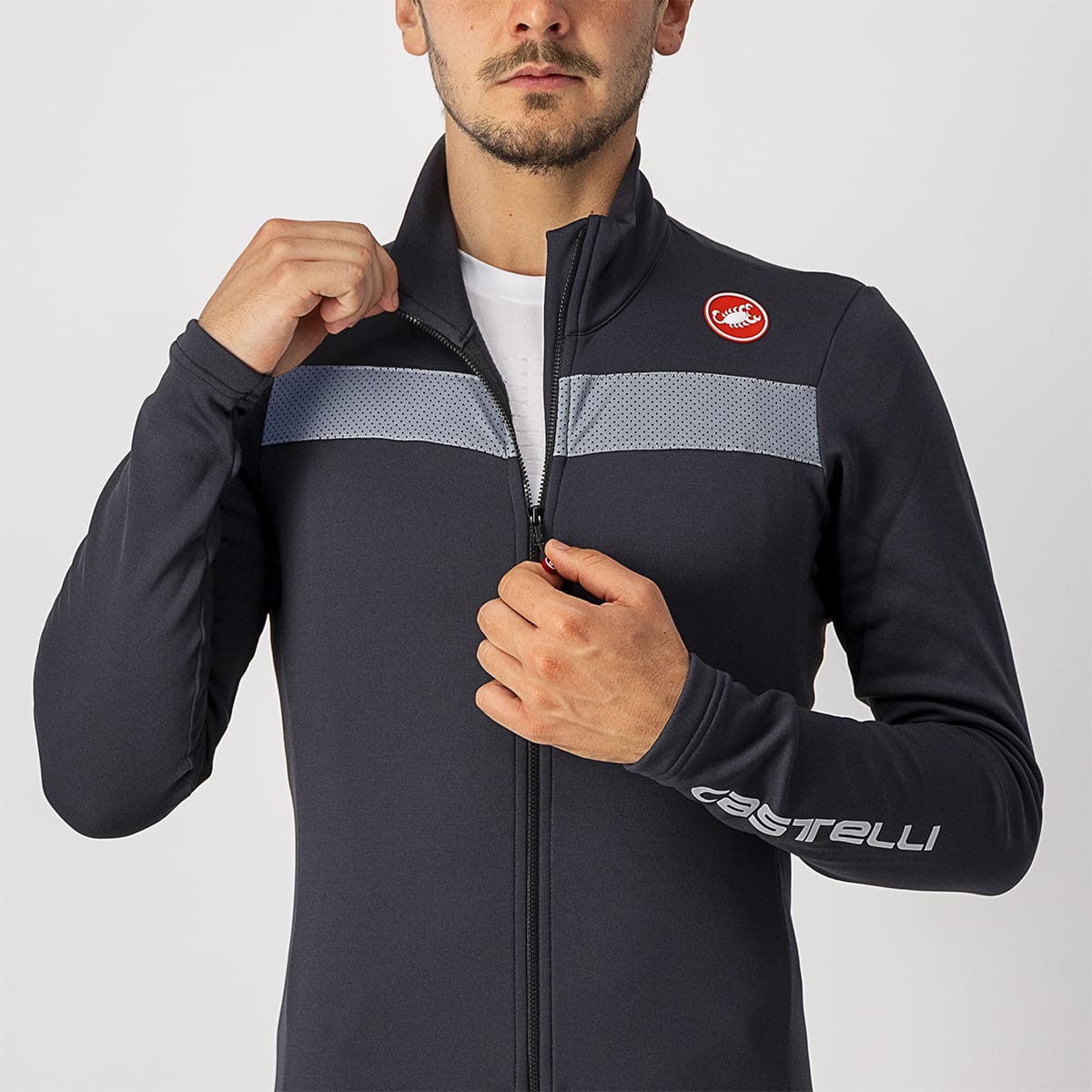 CASTELLI PURO 3 FZ pitkähihainen trikoo musta/harmaa