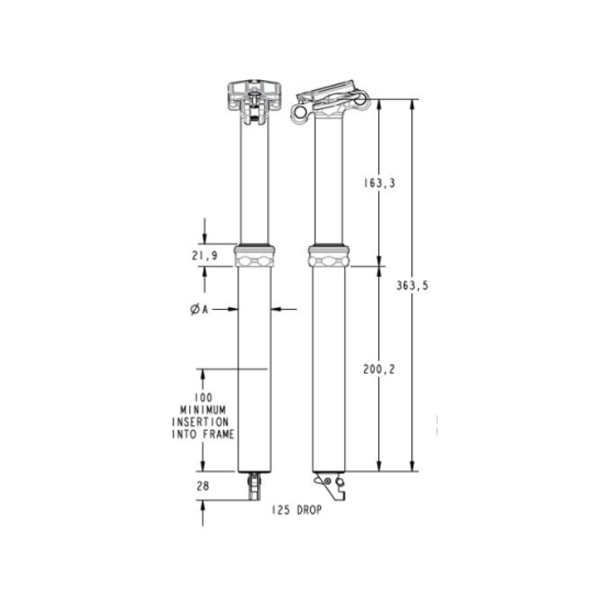 FOX RACING SHOX TRANSFER FACTORY 125mm teleskooppinen istuintuki