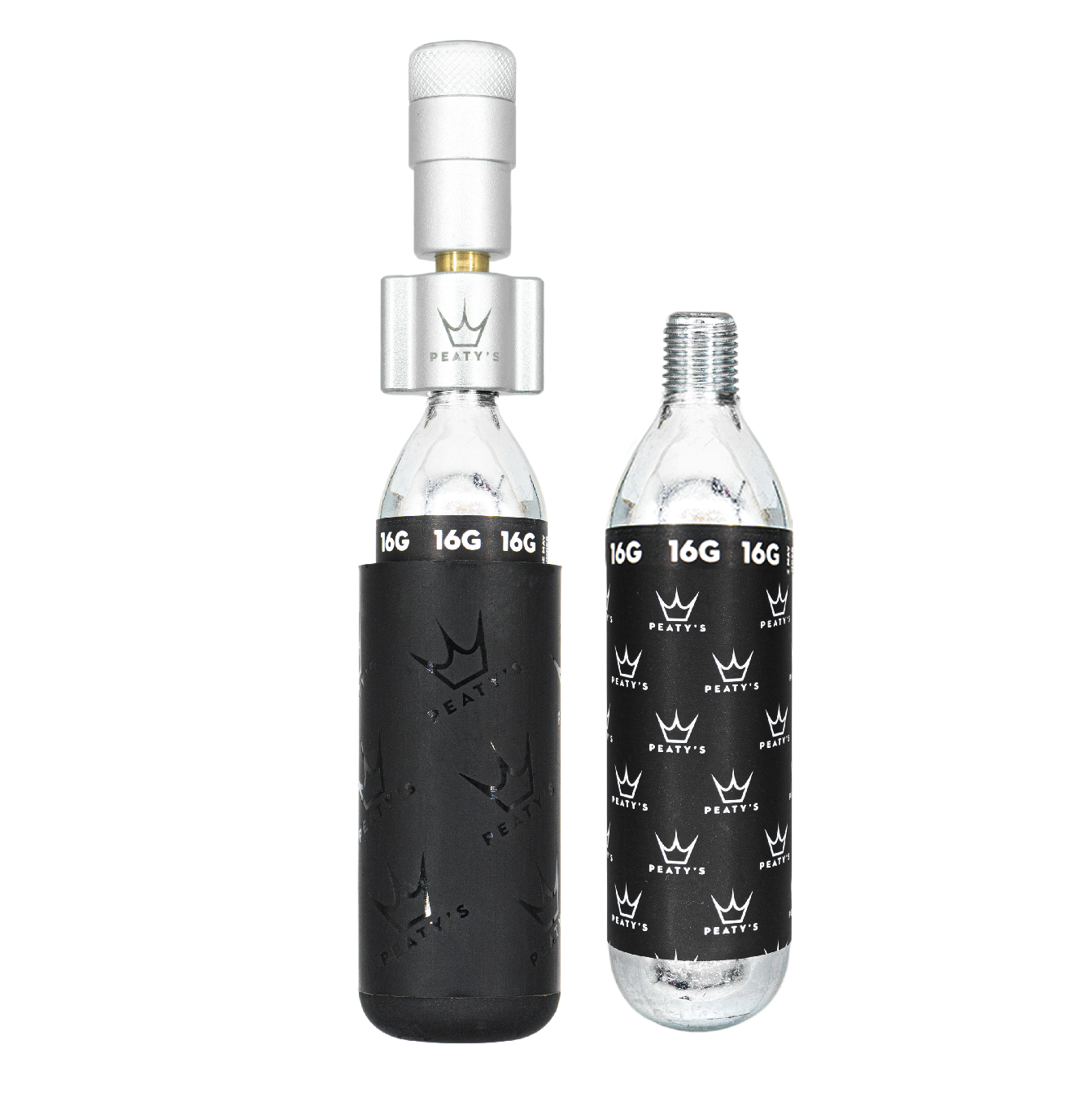 PEATY'S HOLESHOT GRAVEL CO2-perkuutori + 2 x 16g hopea CO2-kierrepatruuna
