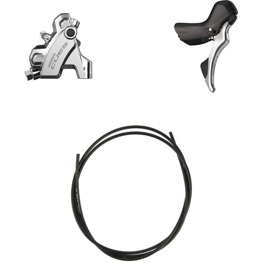 Oikea vipu ja takajarrusatula SHIMANO CUES U6030 10/11V Flatmount ilman levyä – Polish Silver -erikoispainos