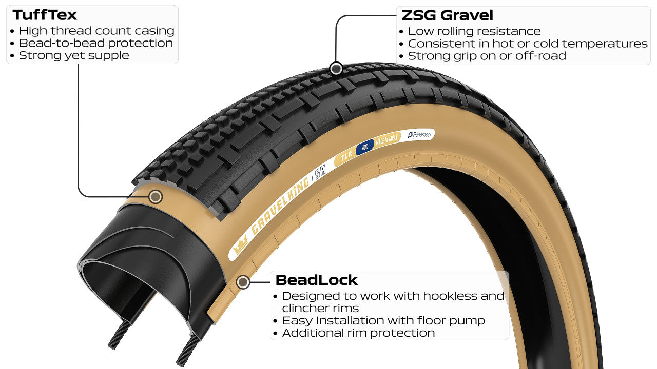 PANARACER GRAVELKING SK TLR 700x45c Tubeless Ready Musta rengas