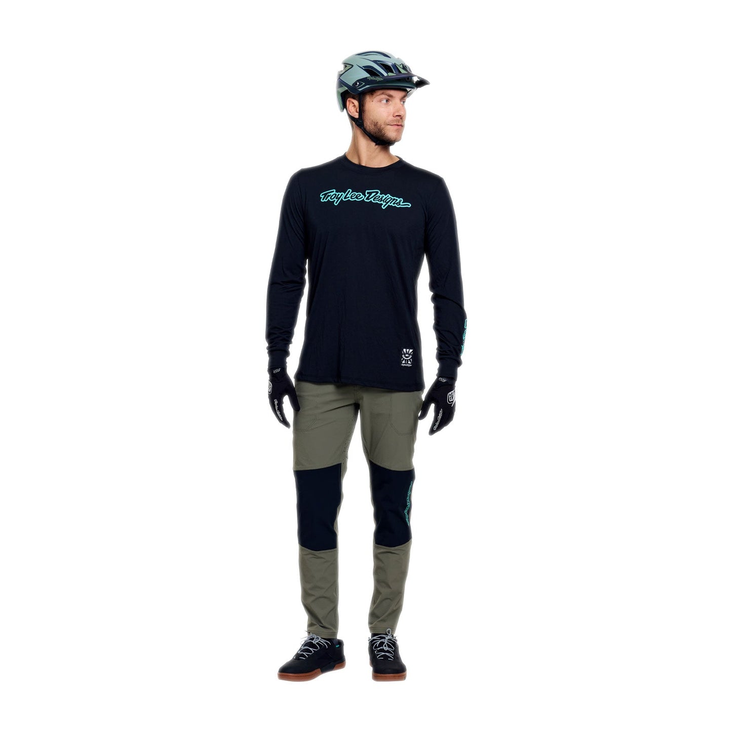 TROY LEE DESIGNS SKYLINE RIDE SIGNATURE Jersey pitkähihainen musta/turkoosi musta/turkoosi