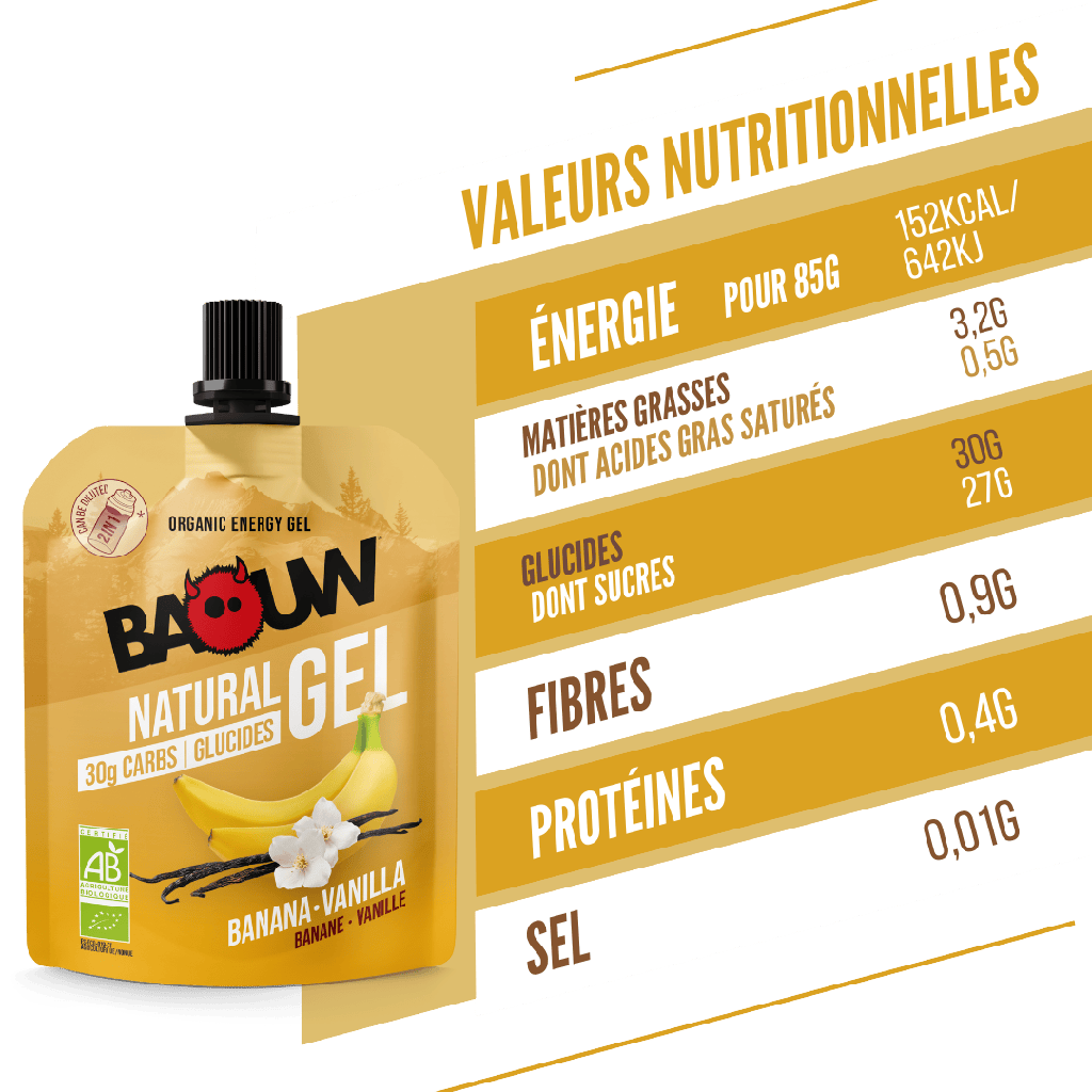 BAOUW ORGANIC Banaani-Vanilja energiageeli (85g)