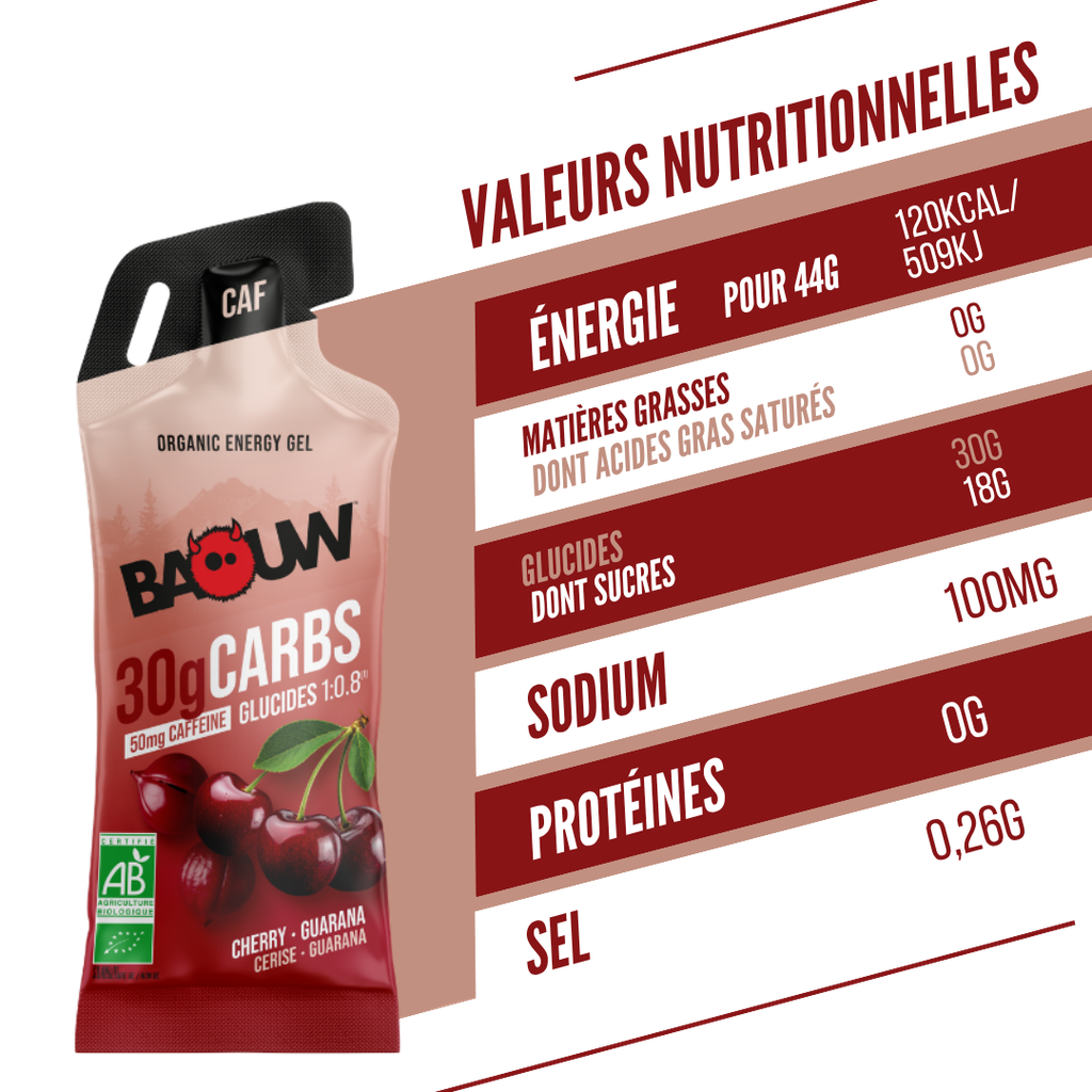 BAOW-energiageeli (44 g) sitruuna/kirsikka/kofeiininen guarana