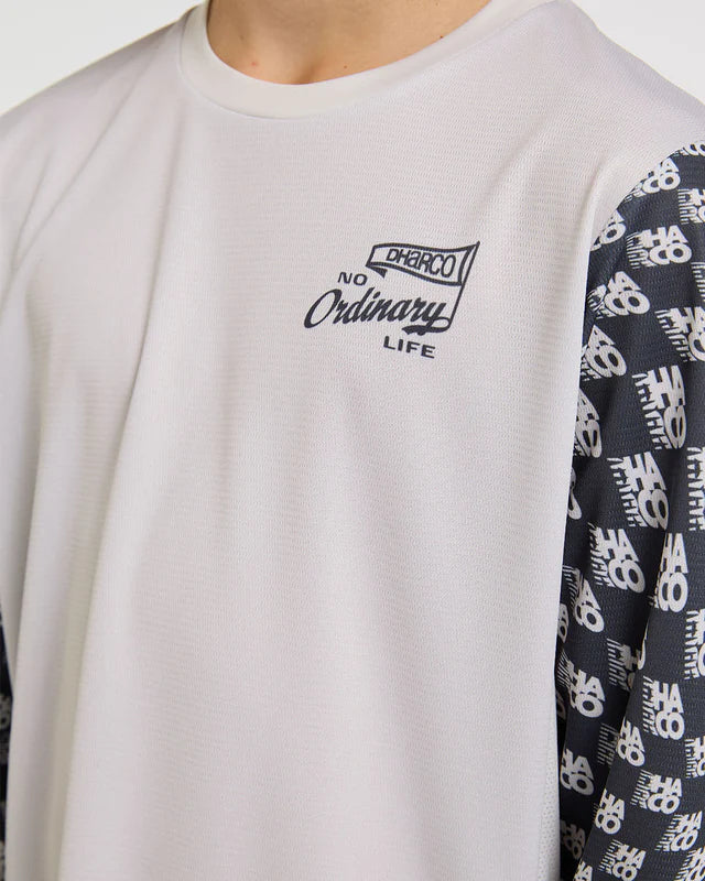 DHARCO GRAVITY OFFSET Junior pitkähihainen pelipaita valkoinen/musta