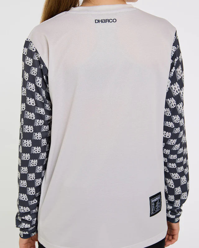 DHARCO GRAVITY OFFSET Junior pitkähihainen pelipaita valkoinen/musta