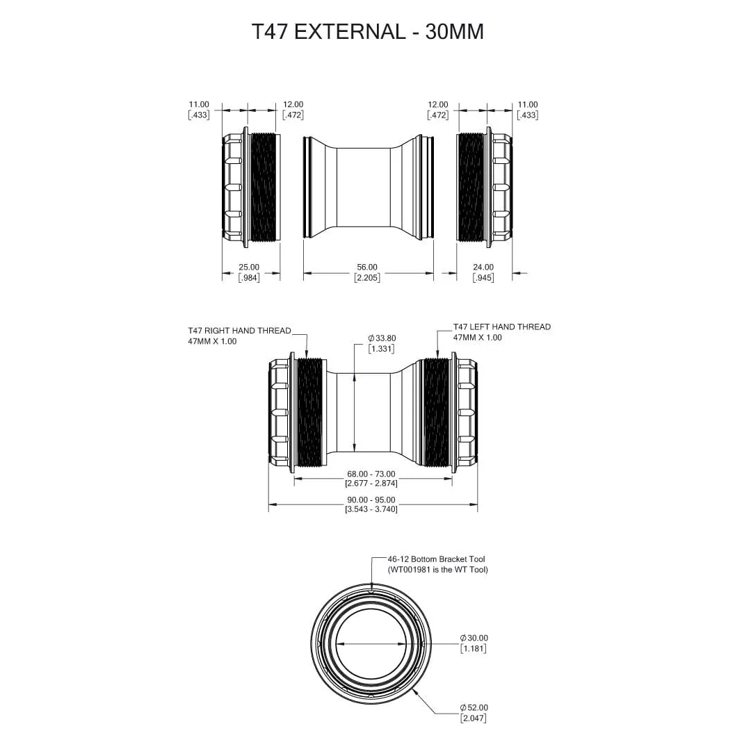 WOLFTOOTH T47 Ulkoinen 30mm oranssi kampiakseli