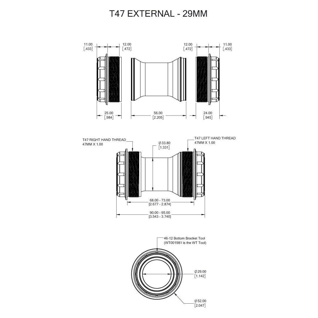 WOLFTOOTH T47 Ulkoinen 29mm SRAM DUB Ultraviolet kampiakseli
