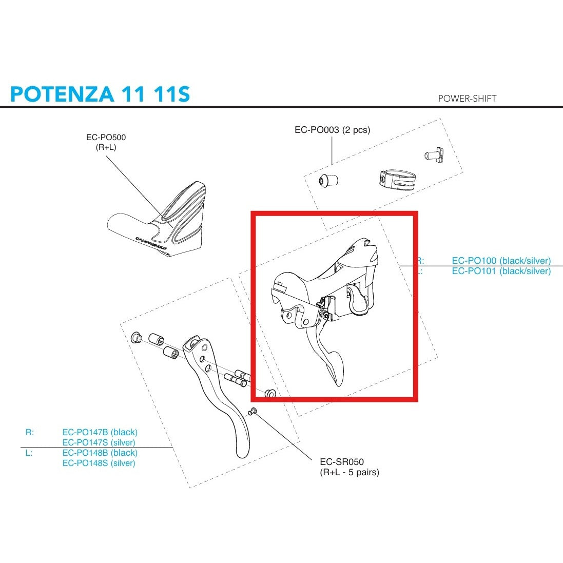Vasen vaihteenvaihtimen runko CAMPAGNOLO POTENZA 11V 2018 Vannejarru