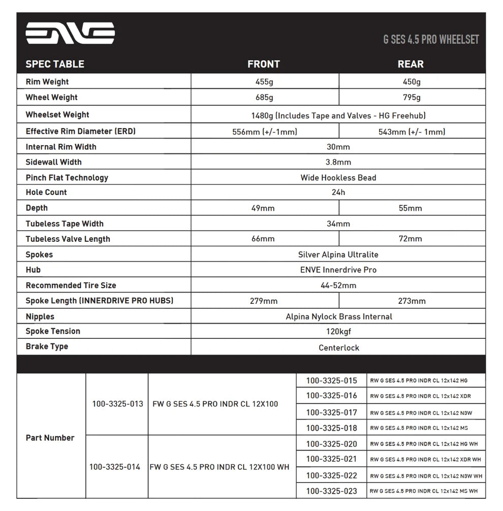 Pari ENVE G SES 4.5 Tubeless Ready -vanteita (keskuslukitus) musta/kromi