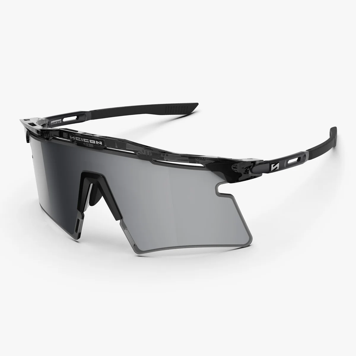 SCICON AEROSHADE 2.0 TITANIUM -lasit Musta kristalli kiiltävä multimirror hopea + vaaleanpunainen linssi