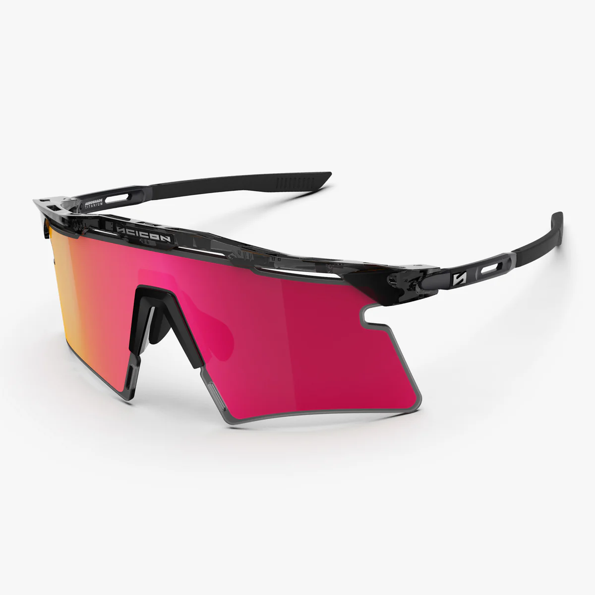 Aurinkolasit SCICON AEROSHADE 2.0 TITANIUM Musta Crystal Gloss Multimirror Aurinkolasit + vaaleanpunainen linssi