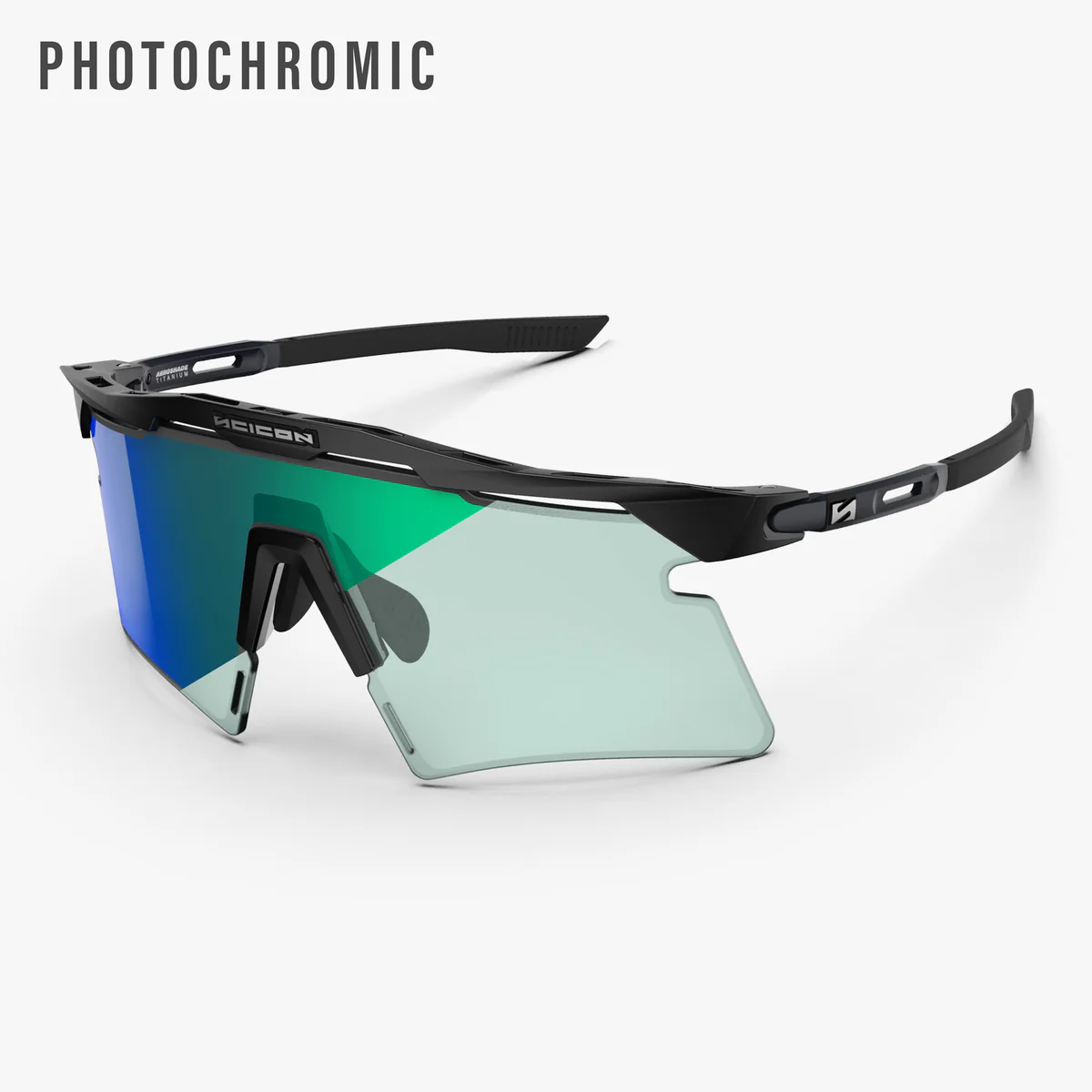 SCICON AEROSHADE 2.0 TITANIUM lasit Matt Black Sininen Vihreä Photochromic-lasi