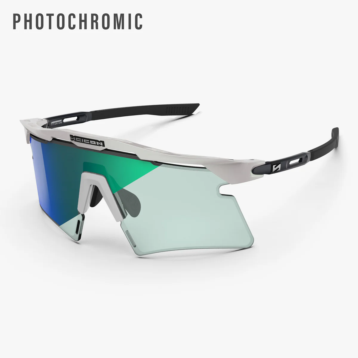 SCICON AEROSHADE 2.0 TITANIUM Valkoinen metalli lasit Sininen vihreä fotokromaattinen linssi