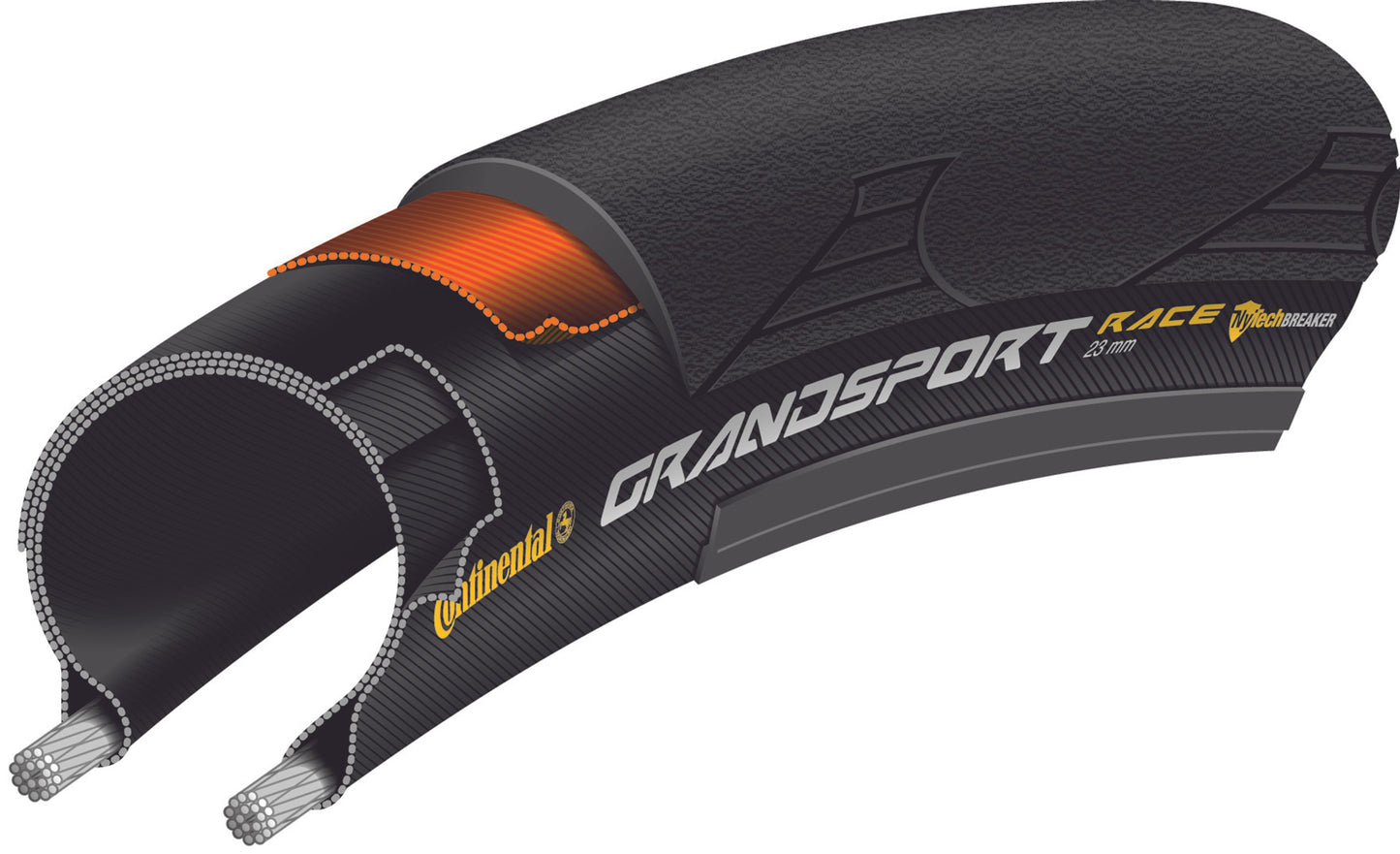 CONTINENTAL GRAND SPORT RACE 700x25c TubeType Musta rengas