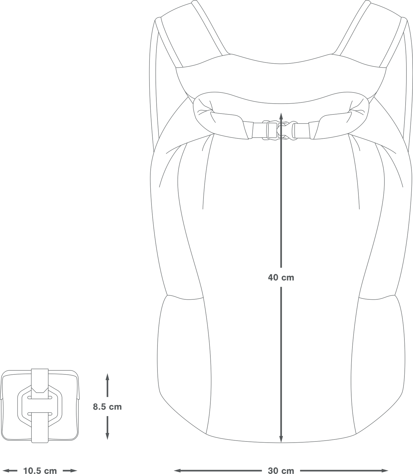 Erittäin kokoonpuristuva reppu APIDURA PACKABLE BACKPACK 13 L Harmaa