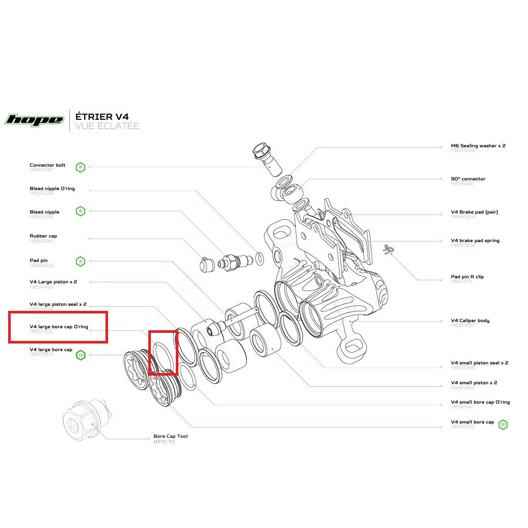 Suuri O-rengas HOPE V4 Bore Capiin