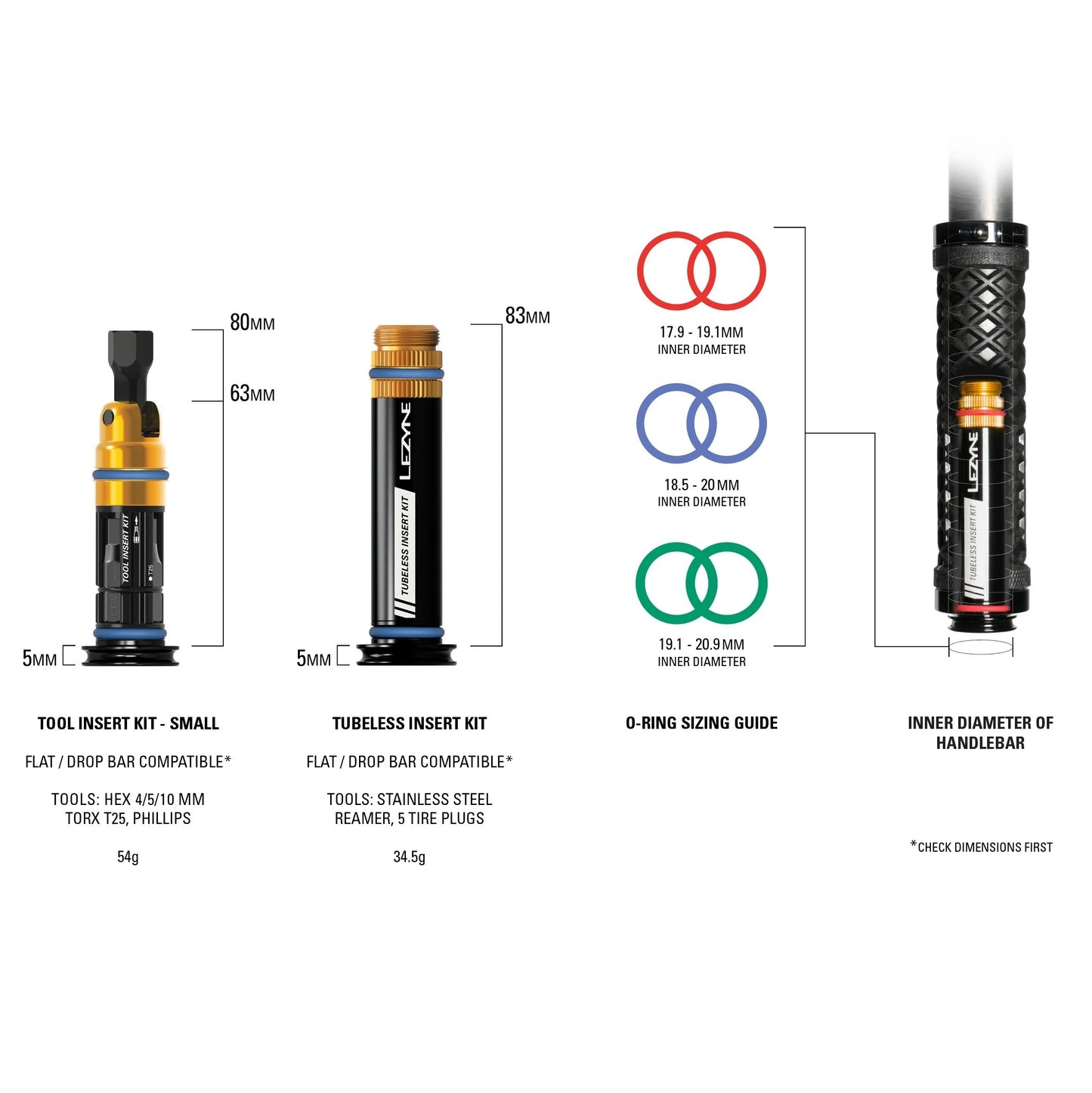 Tubeless Repair Kit + Monitoimityökalu S Integroitu LEZYNE DUAL -ohjaustanko