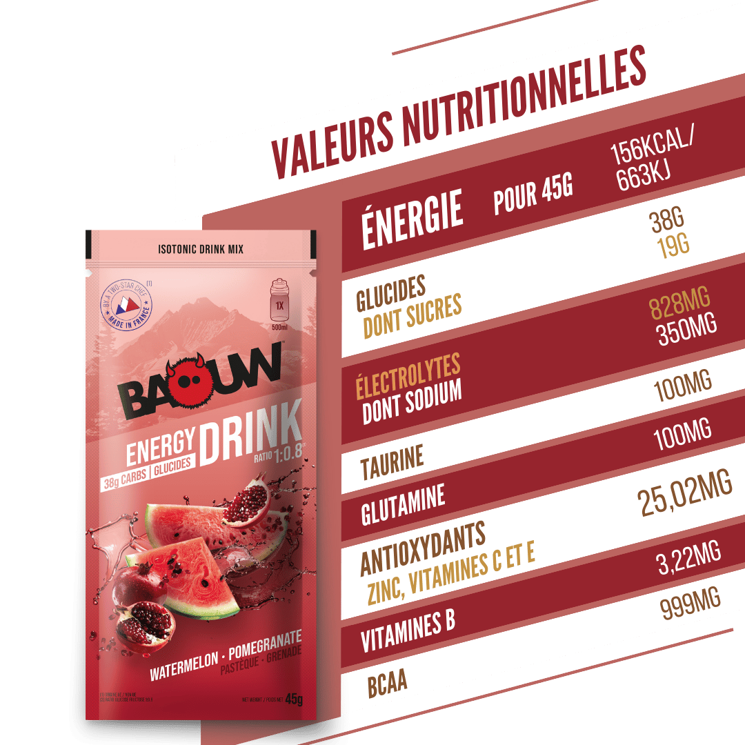 BAOUW ISOTONIC energiajuoma (45g) vesimeloni/granaattiomena)