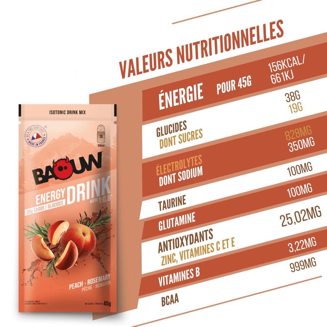 BAOUW ISOTONIC energiajuoma (45g) Persikka/Rosmariini