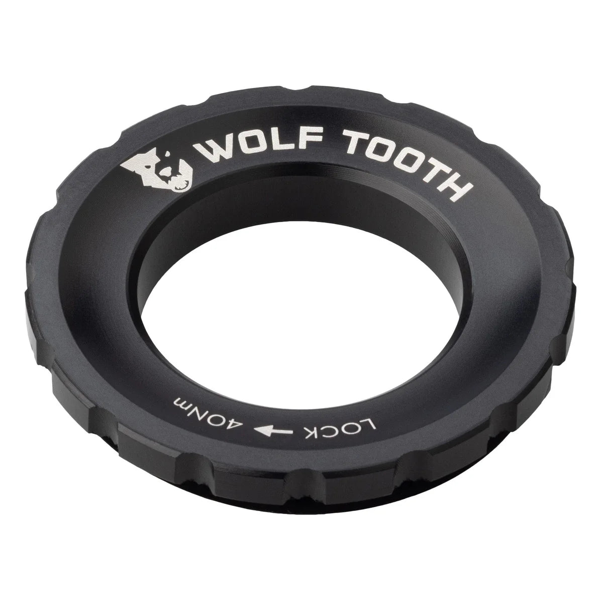 WOLF TOOTH:n ulkoinen Centerlock-mutteri, musta