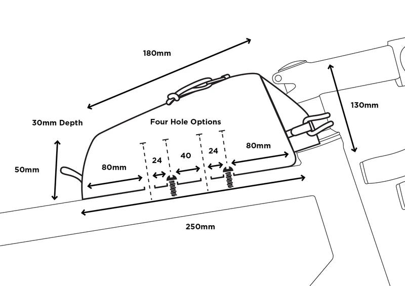 Runkolaukku RESTRAP TOP TUBE BOLT 0.8L musta, ruuvikiinnitteinen