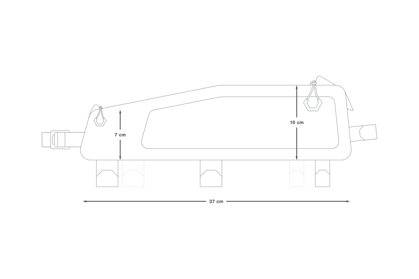 Runkolaukku APIDURA BACKCOUNTRY LONG TOP TUBE PACK 1.8 L Musta Harmaa