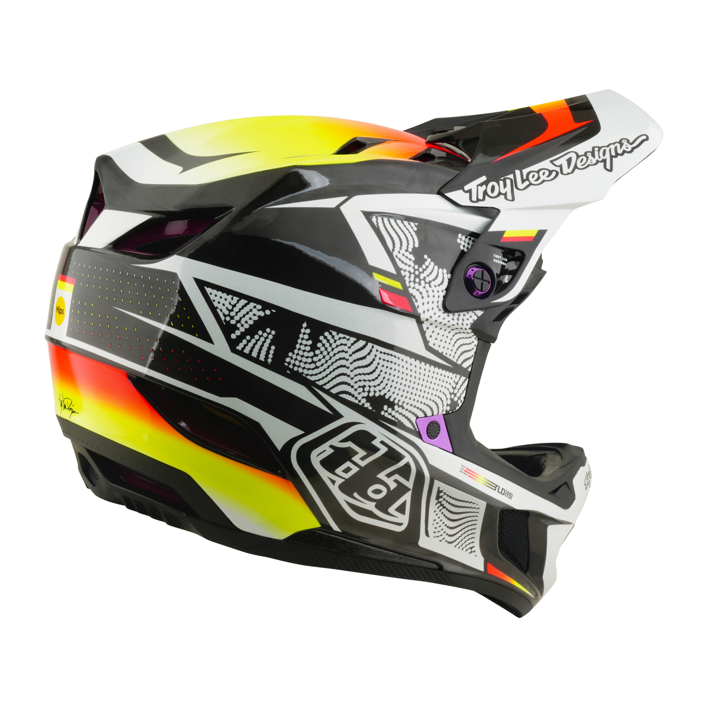TROY LEE DESIGNS D4 CARBON MIPS vuorattu MTB-kypärä Musta/Keltainen