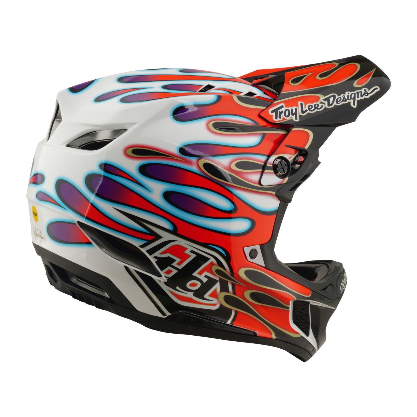 TROY LEE DESIGNS D4 COMPOSITE MIPS OVERSPRAY MTB-kypärä Valkoinen/punainen