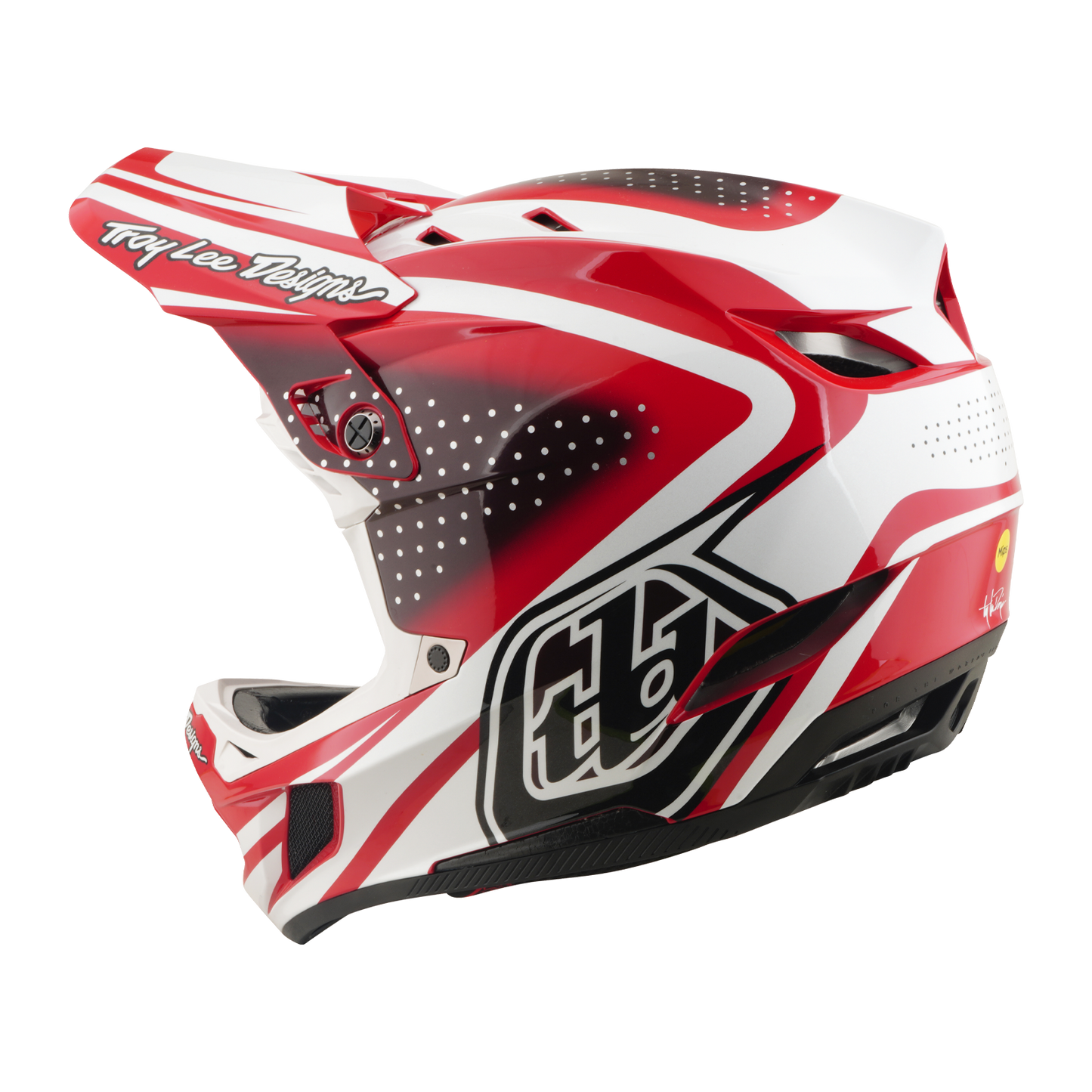 TROY LEE DESIGNS D4 POLYACRYLITE MIPS THE LINE MTB-kypärä Punainen/valkoinen