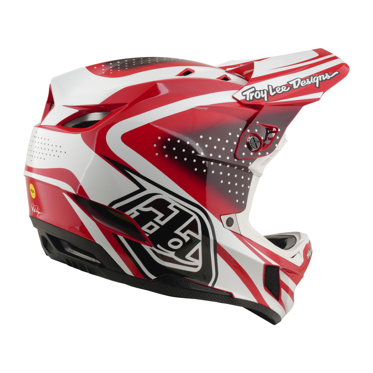 TROY LEE DESIGNS D4 POLYACRYLITE MIPS THE LINE MTB-kypärä Punainen/valkoinen