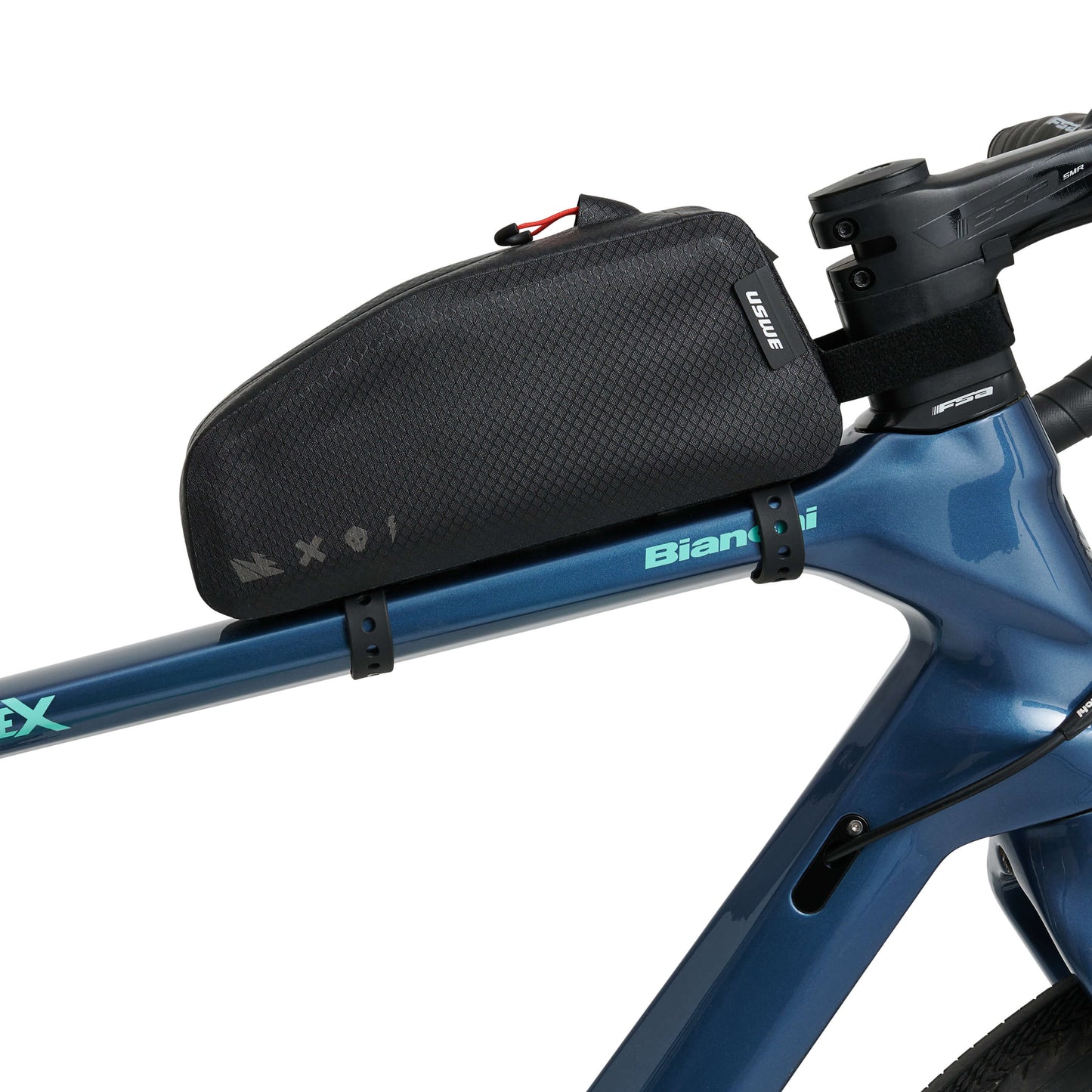 USWE TOP TUBE ZIPPERED -runko-laukku, 1,2 l, musta