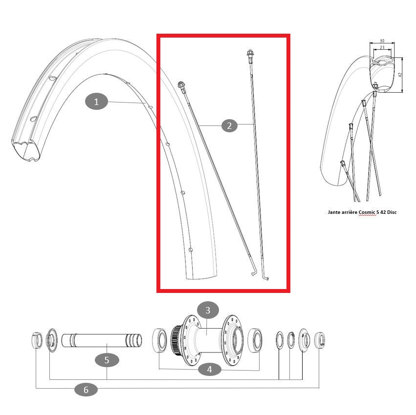 12 MAVIC COSMIC S42 273mm:n paketti etu-/takapyörätankojen kanssa