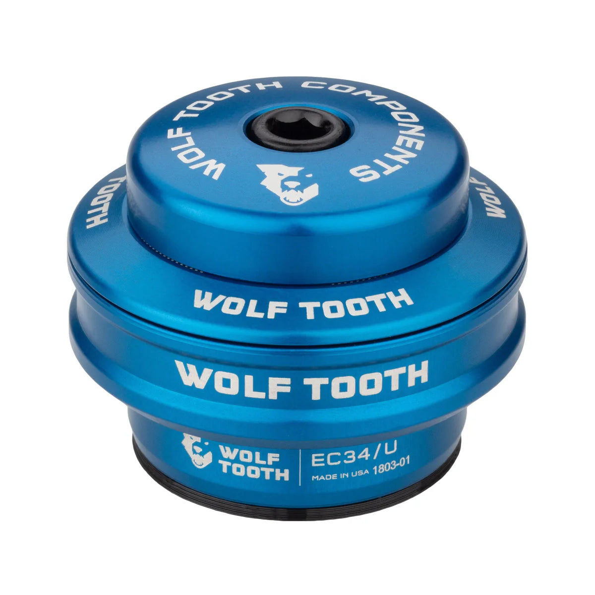 Korkea kuppi WOLF TOOTH PREMIUM ulkoiselle kuulokkeelle 1"1/8 EC34 Stack 16 mm sininen