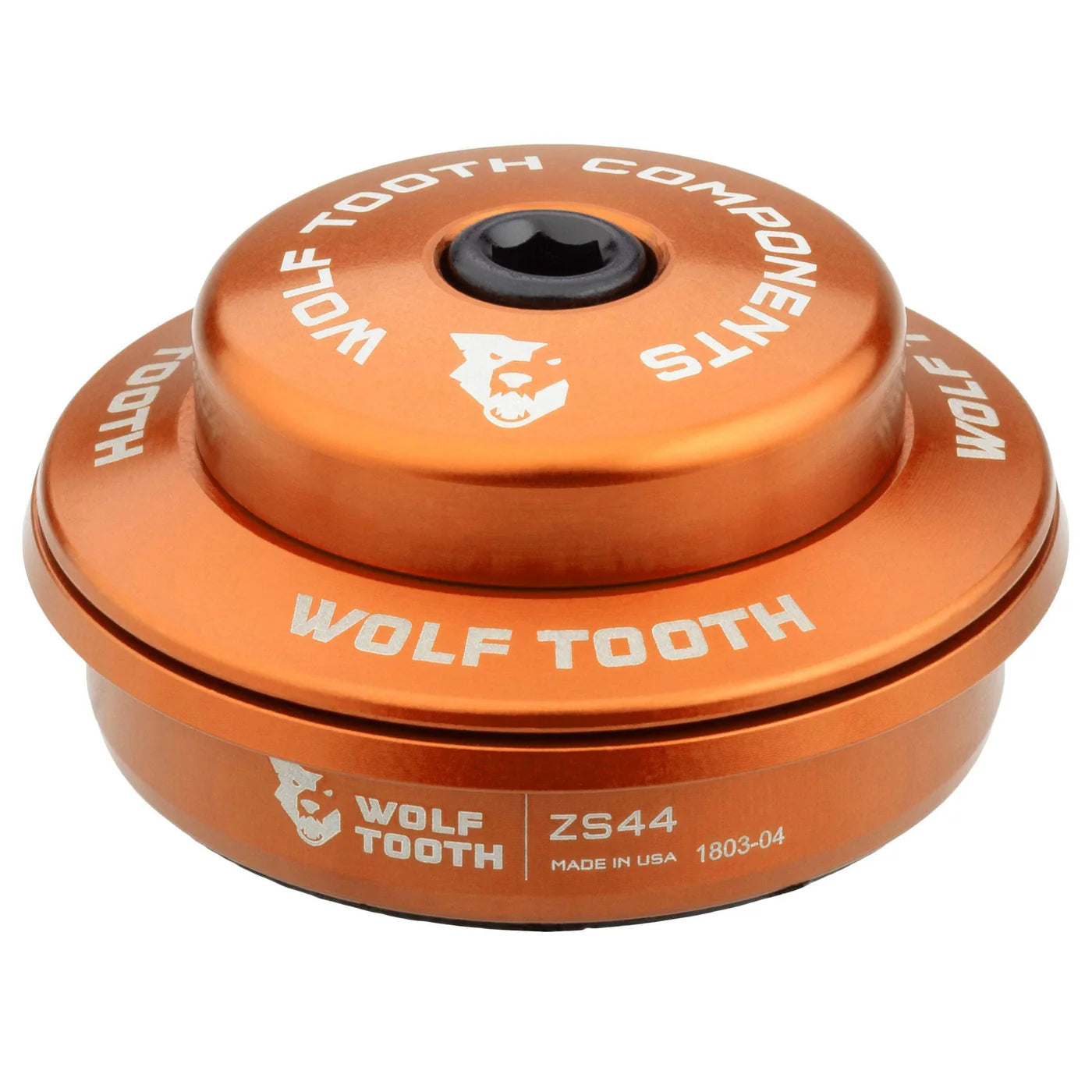 Korkea ohjauskuppi WOLF TOOTH PREMIUM -puoli-integroituun ohjauslaakeriin, 1"1/8, ZS44, pino 6 mm, oranssi