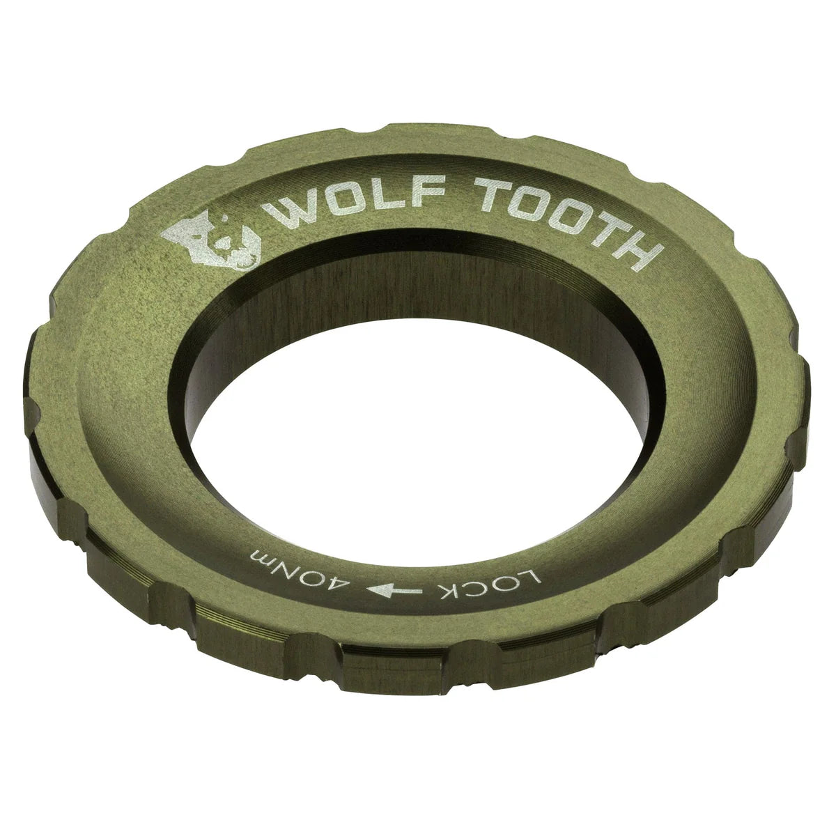 WOLF TOOTH:n ulkoinen Centerlock-mutteri, oliivinvärinen