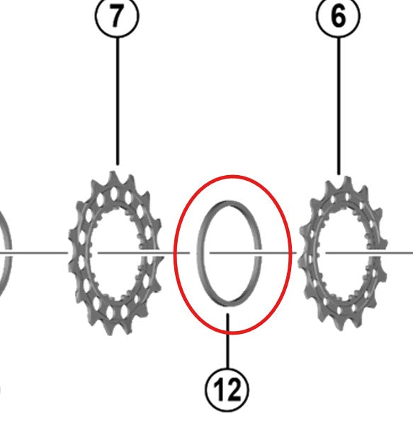 12V SHIMANO kasettivälikappale Dura Ace 9200 1.9mm:n kasettivälikappaleeseen