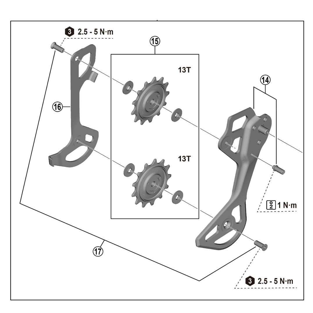 SHIMANO XTR RD-M8250 GS 12V takavaihtajan häkit