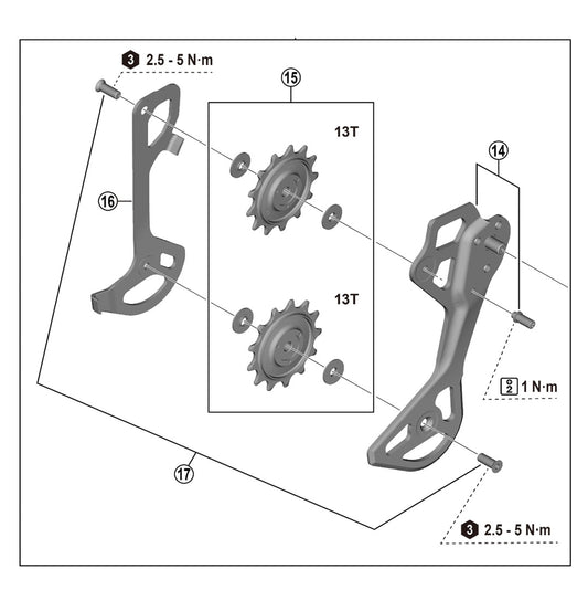 SHIMANO XTR RD-M8250 GS 12V takavaihtajan häkit